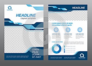 Layout flyer template size A4 cover page blue tone Vector design
