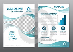 Layout flyer template size A4 cover page Wave Turquoise gray tone Vector design