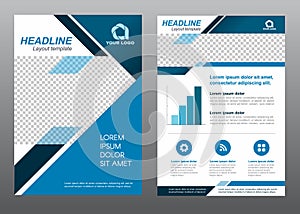 Layout flyer template size A4 cover page blue tone Vector design photo