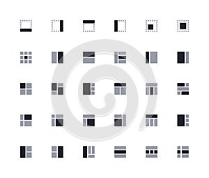 Layout grid icon set. Two-color set size 24x24. Vector illustration