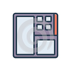 Color illustration icon for Layout, brochure and flyer