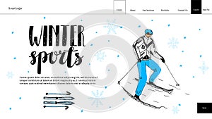 layout, landing page template, home page of sport