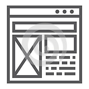 Layout line icon, website and design, template window sign, vector graphics, a linear pattern on a white background.