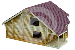 Layout of a log Chalet with shingle roof.