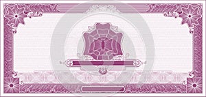 Layout of an old classic banknote with free space for an inscription lilac