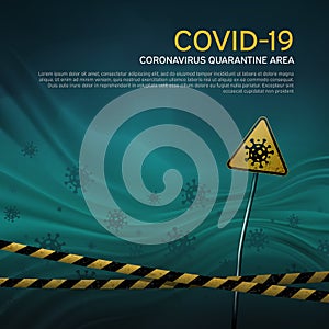 Layout of the quarantine area of coronavirus epidemic covid-19. Coronavirus quarantine warning tapes, sign of viral hazard