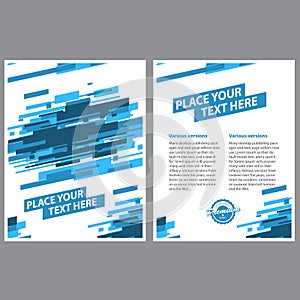 Layout template design of poster with abstract blue lines