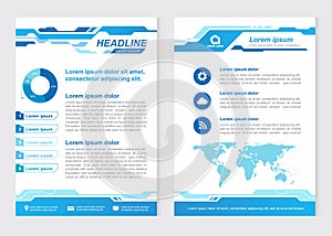 Layout template size A4 Front page and back page abstract Innovative Blue tone Vector design