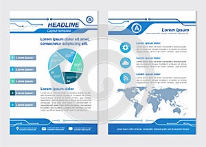 Layout template size A4 Front page and back page Line Circuit Vector design