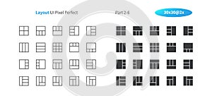 Layout UI Pixel Perfect Well-crafted Vector Thin Line And Solid Icons 30 2x Grid for Web Graphics and Apps.