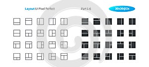 Layout UI Pixel Perfect Well-crafted Vector Thin Line And Solid Icons 30 2x Grid for Web Graphics and Apps.