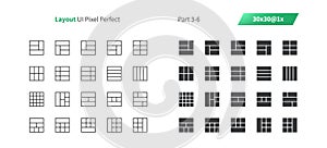 Layout UI Pixel Perfect Well-crafted Vector Thin Line And Solid Icons 30 1x Grid for Web Graphics and Apps.