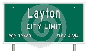 Layton road sign showing population and elevation photo