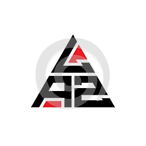 LAZ triangle letter logo design with triangle shape. LAZ triangle logo design monogram. LAZ triangle vector logo template with red