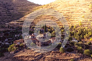 Lazanias, picturesque mountain village in the Nicosia District of Cyprus. Color tone tuned