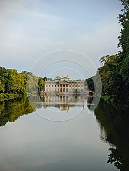 Lazienkowski Palace, palace, lake, forest, Warsaw, Lazienkowski park, beauty, reflection on the water