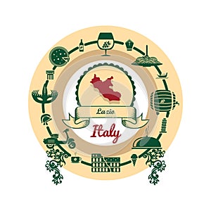 Lazio map label.. Vector illustration decorative design