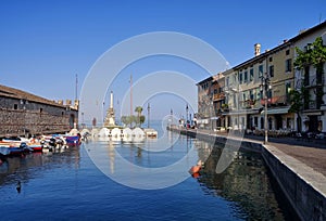 Lazise harbour on Lake Garda in Italy