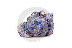 Lazurite crystals on white background