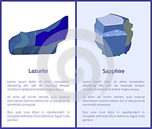 Lazurite and Sapphire Precious Gemstones Minerals