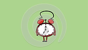 Lazy animated red clock ringing alarm sound