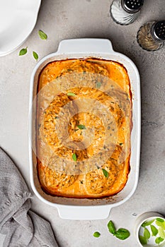 Lazy cabbage rolls with mashed potatoes and sour cream