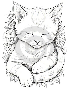 Lazy Catnap Coloring Page: Relaxing Retreat