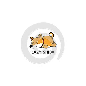 Lazy dog, cute shiba inu puppy sleeping icon, logo design
