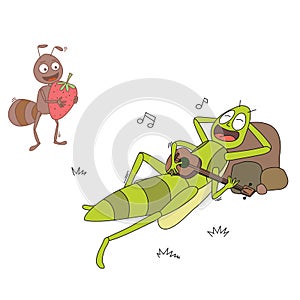 A lazy grasshopper and a dilligent ant