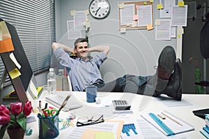 Lazy office worker feet up