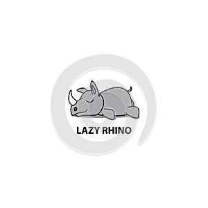 Lazy rhino, cute rhino sleeping icon, logo design, vector