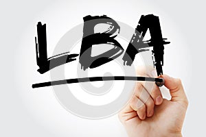 LBA - Logical Block Addressing acronym with marker, technology concept background photo