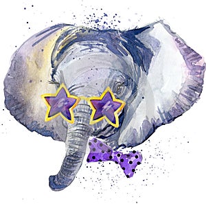 Slon grafika. dieťa slon ilustrácie kaluž akvarel štruktúrovaný. neobvyklý ilustrácie voda 