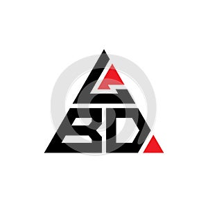 LBD triangle letter logo design with triangle shape. LBD triangle logo design monogram. LBD triangle vector logo template with red