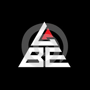 LBE triangle letter logo design with triangle shape. LBE triangle logo design monogram. LBE triangle vector logo template with red