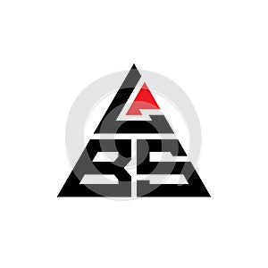 LBS triangle letter logo design with triangle shape. LBS triangle logo design monogram. LBS triangle vector logo template with red