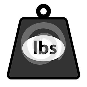 LBS weight icon, isolated on white, vector illustration