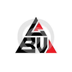 LBV triangle letter logo design with triangle shape. LBV triangle logo design monogram. LBV triangle vector logo template with red