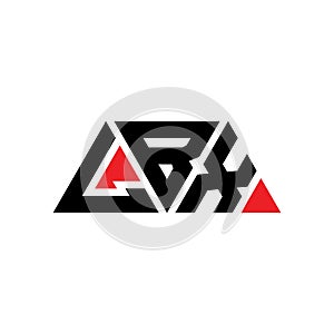 LBX triangle letter logo design with triangle shape. LBX triangle logo design monogram. LBX triangle vector logo template with red