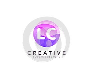 LC initial logo With Colorful Circle template vector