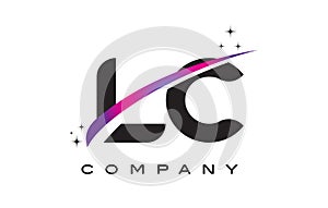 LC L C Black Letter Logo Design with Purple Magenta Swoosh photo