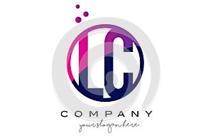 LC L C Circle Letter Logo Design with Purple Dots Bubbles photo
