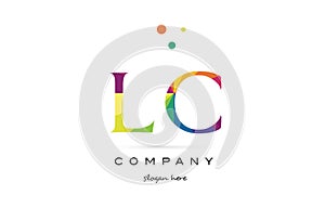 lc l c creative rainbow colors alphabet letter logo icon