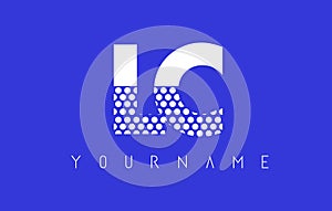 LC L C Dotted Letter Logo Design with Blue Background.