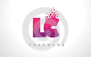 LC L C Letter Logo with Pink Purple Color and Particles Dots Design. photo