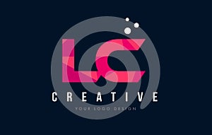 LC L C Letter Logo with Purple Low Poly Pink Triangles Concept photo