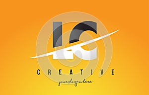 LC L C Letter Modern Logo Design with Yellow Background and Swoosh. photo