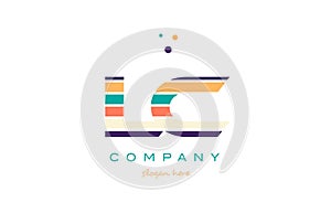 lc l c line stripes pastel color alphabet letter logo icon template vector