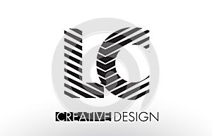 LC L C Lines Letter Design with Creative Elegant Zebra