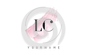 LC L C Watercolor Letter Logo Design with Circular Brush Pattern